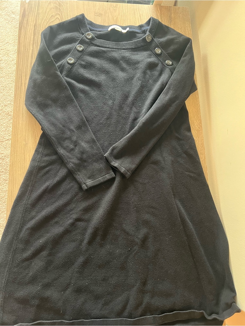 Boden Black Long-Sleeve Button-Should Dress